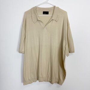 ASOS Knit Polo Shirt Mens 2XL Tan Beige Short Sleeve